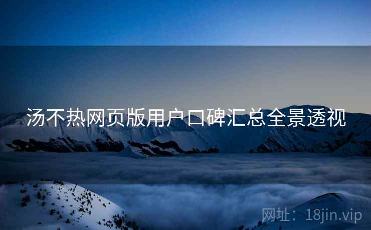 汤不热网页版用户口碑汇总全景透视